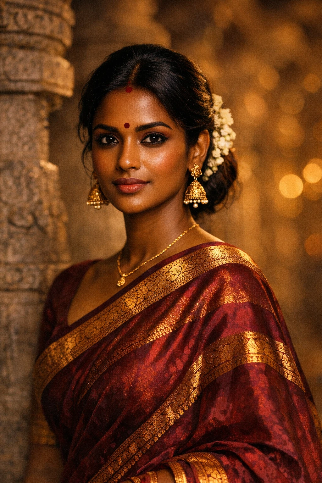 South Indian woman in Kanchipuram silk s